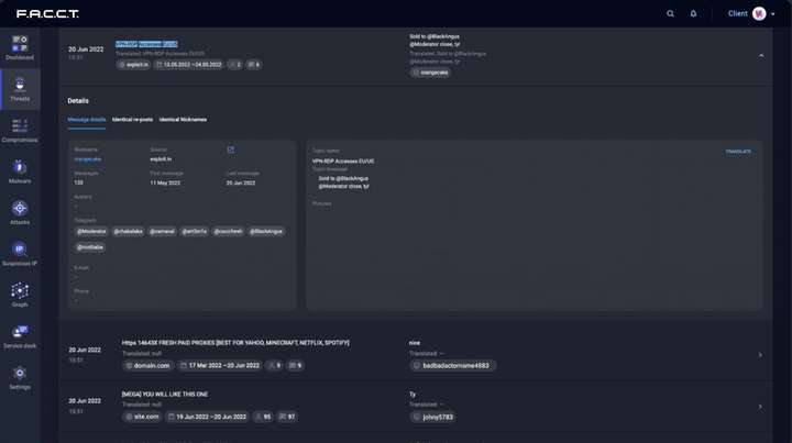 Данные из Darkweb